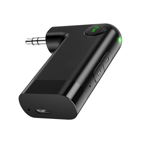 Wireless 3.5mm Bluetooth 5.0 Speaker In-Car Receiver AUX Dongle - Black