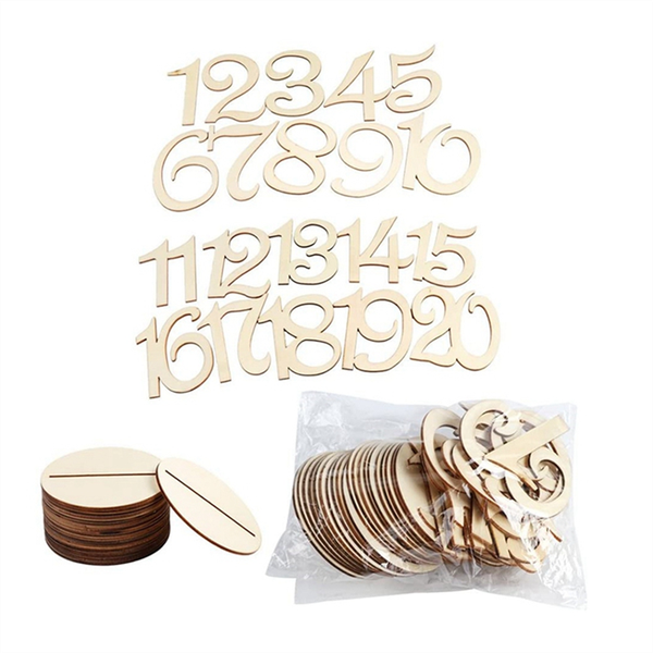 1-20 Wooden Table Number Plate With Base