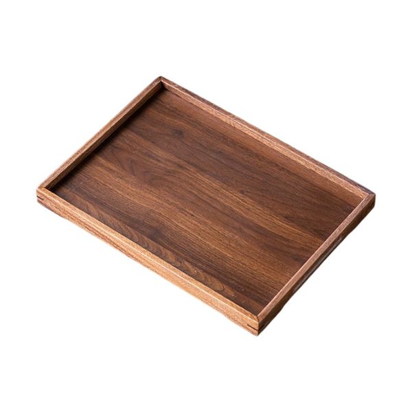 Minimalistic Multifunctional Walnut Tea Tray - Large - Brown