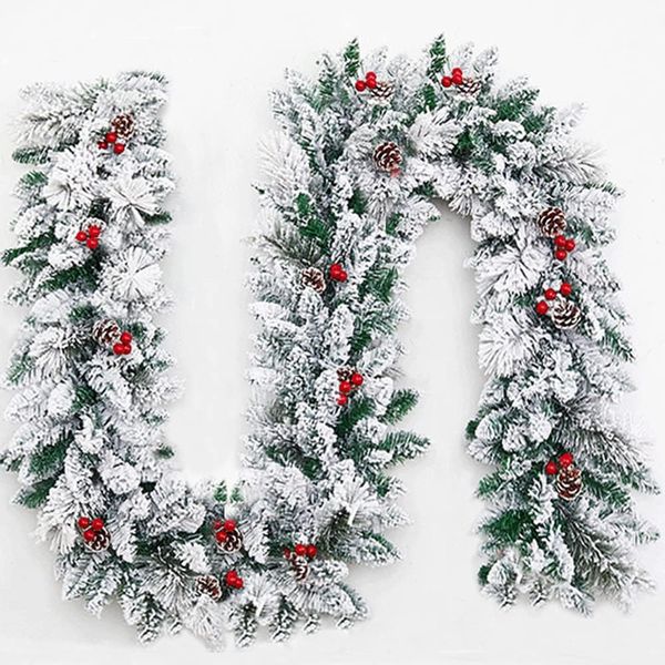 St Charles Christmas Garland(Snowflocked) with Pinecones and berries 150cm