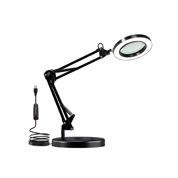 Magnifying Lamp with Light and Stand 2-in-1 Desk Lamp with Clamp for Craft
