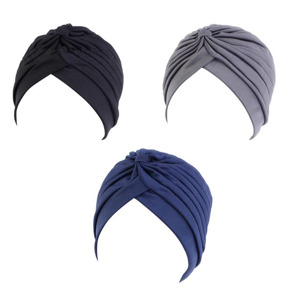 Fashion Beauty Women's Stretchy Floral Turban Wrap Cap Head Cover Set of 3