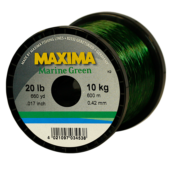 Maxima Nylon Fishing Line, 10KG/20LB 0.42MM, Colour Marine Green, 600M Spool