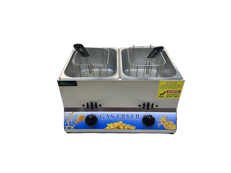 Double cylinder stainless steel gas fryer