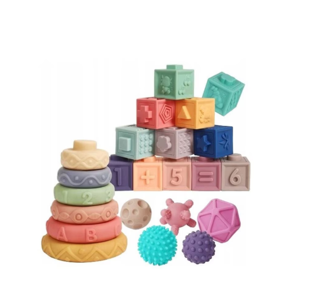 Baby Sensory Building Blocks Set, Made from Soft Rubber Material