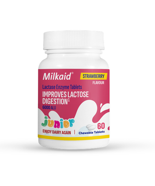 Milkaid Junior Lactase Enzyme Chewable Tablets for Lactose Intolerance - 60