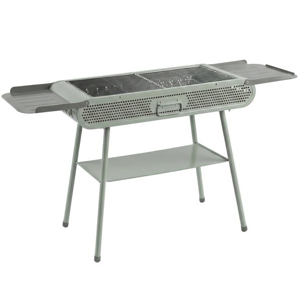 Portable Steel Braai &amp; Grill with Side Shelves AY127-030