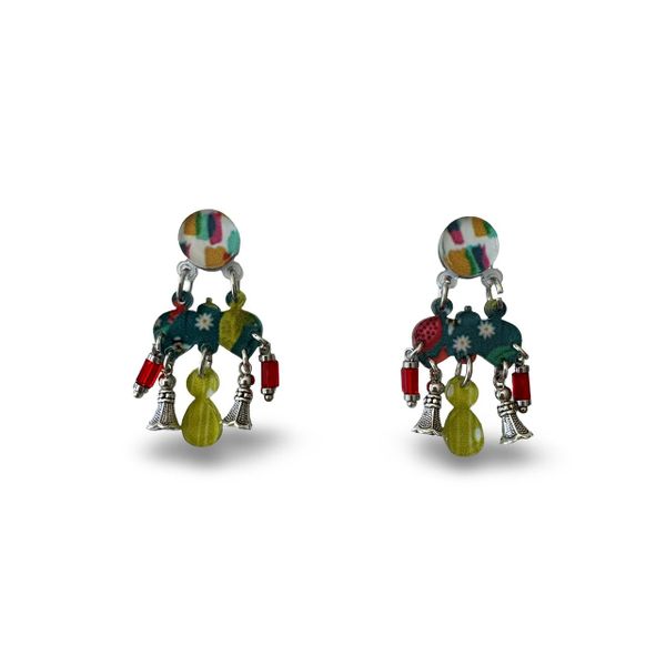 Lilly K Designs Red, Chartreuse &amp; Emerald 54119 Drop &amp; Dangle Earrings