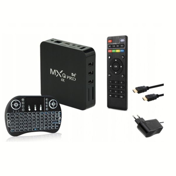 MXQ Pro TV Box Android 11 + Wireless Keyboard - 3 Color Backlight