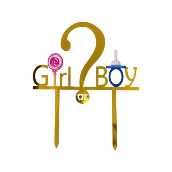 Gender Reveal Girl or Boy Cake Topper Set