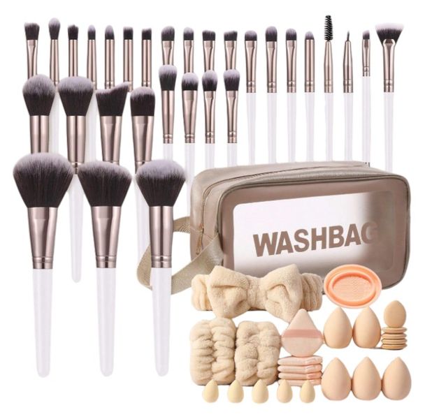 55 Piece Makeup Brush Set With Beauty Blenders &amp; Makeup Bag - Multicolor