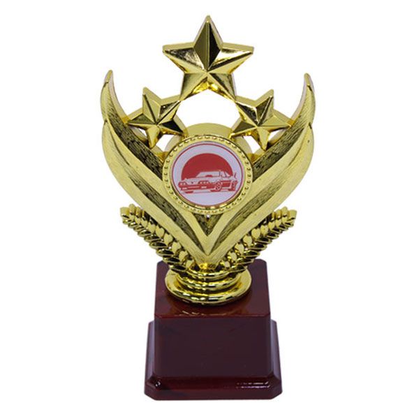 Motorsport/Car Show Gold Star Award Polished Gold Trophy and High Gloss Base