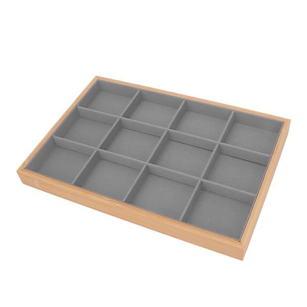 12-Grid Soft Jewelry Tray-Elegant Light Bedroom Storage Gray