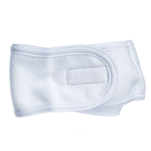Head Band Towelling with Hook and Loop &amp; Ribbing - White - Set of 2