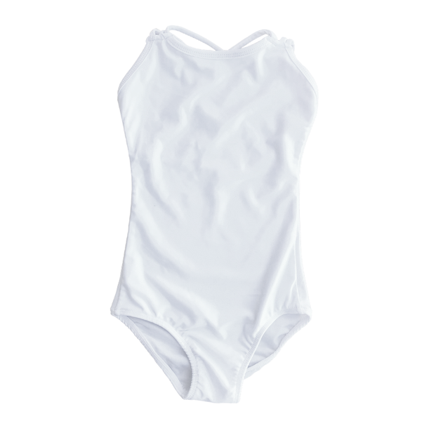 Strut Active Swimwear - Matt Plain White Strappy Girls One Piece - Pure White