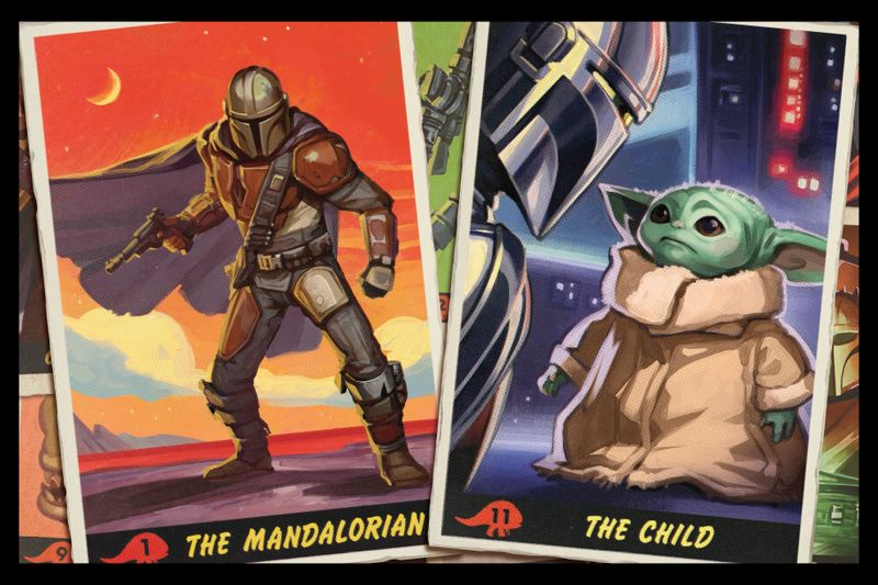 Star Wars: The Mandalorian - Cards Poster with Black Frame
