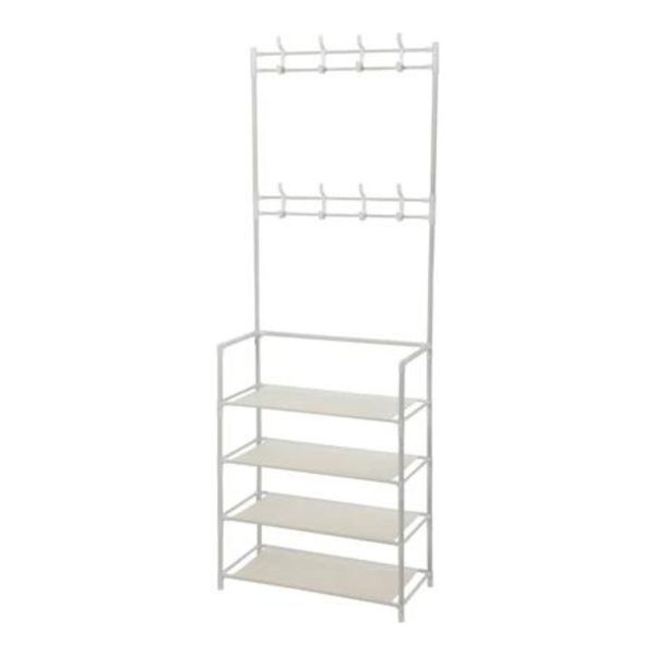 Clothing Rail With 4 Shelves - White - 60x26xH155cm