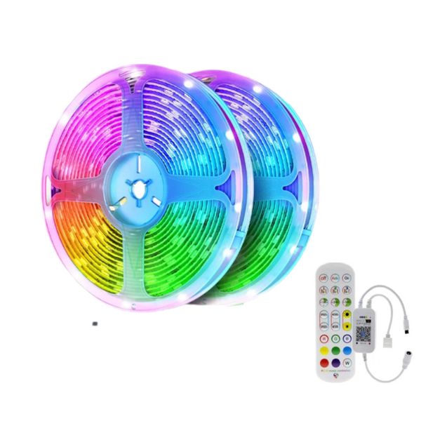 RGB LED Strip Lights Controlled by Mobile App &amp; Remote Control - 5m