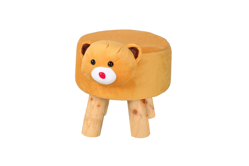 Cute Animal Furniture Stool Design with Wooden Legs 40x25cm - Brown Bear