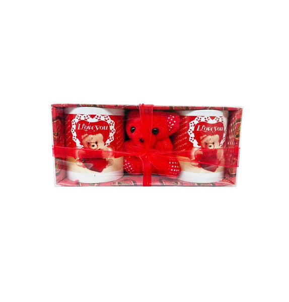 Valentine Love Teddy Bear With 2 Mugs