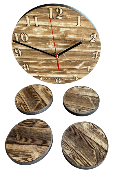 Clock n Coaster Gift Set WoodLooker
