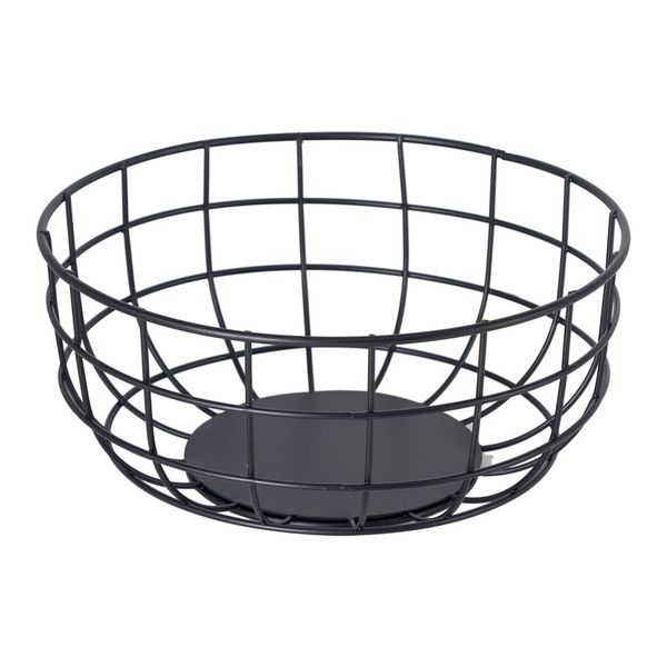 Regent Kitchen Round Steel Wire Fruit Basket Powder Coated Black, 240mm Dia
