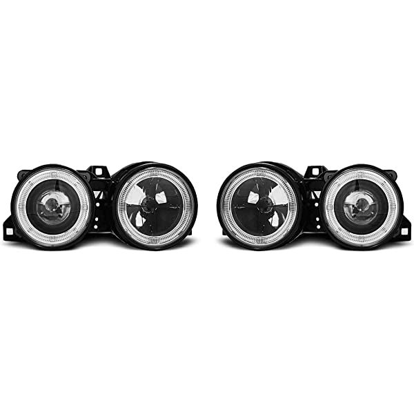 BMW E30 3 Series Crystal Black Smoked Angel Eye Projector Headlights
