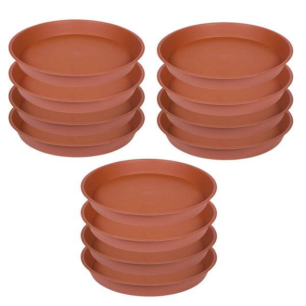 Garden Round Terracotta Style Plastic Pot Plant Saucer Set of 12 - 30cm