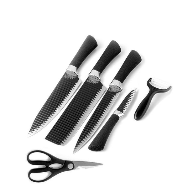 6Piece Kitchen Knifes, Knife Sets Stainless Steel knife durable Non-stick-Black