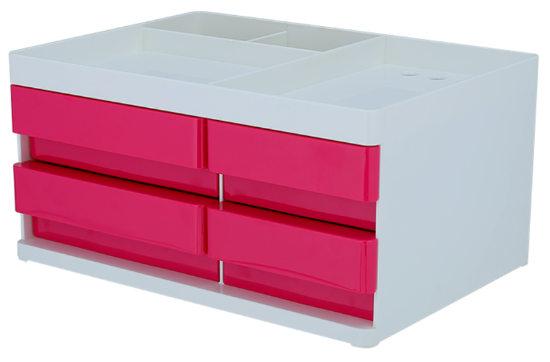 DELI Desk Organizer 4 Drawers - Pink