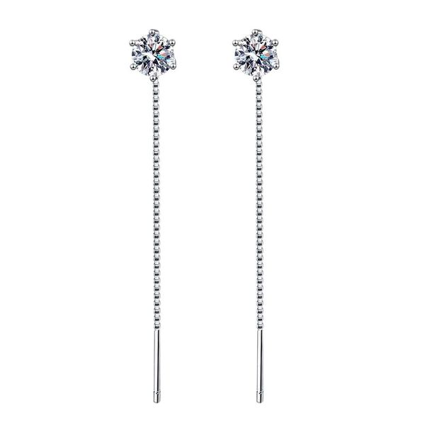 ZELTRYNS925 Sterling Silver ThreaderMoissanite Earrings with GRACertificate