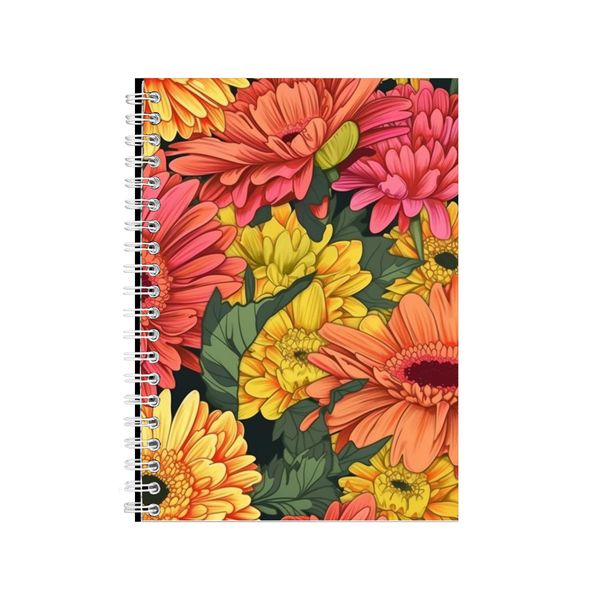 Pink Gerbera Daisies And Yellow Notebook Art Gift Idea Notepad Pad 114