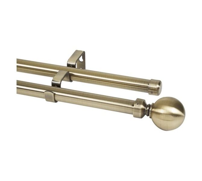 Eyelet Curtain Pole Set - Ball Finial - Double - Anti Gold
