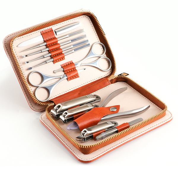 Stainless Steel Multifunctional Nail Cutter Set with Carry Case - 12 Pieces
