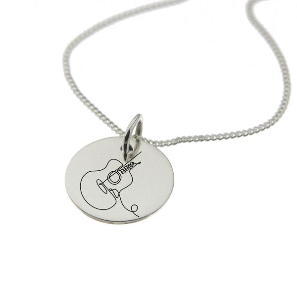 Guitar Engraved on Sterling Silver with Chain