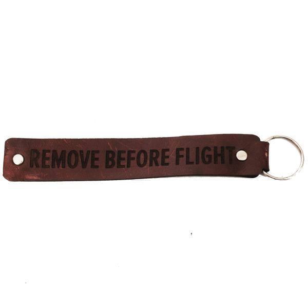 Genuine Leather Aviation Key Holder - Remove before Flight