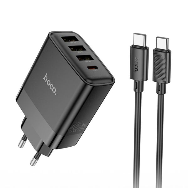 USB-C Fast Charger 45W 3 USB-A+ USB-C Port With USB-C To USB-C 1M Cab-C127A