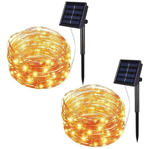 GigaBloc - 10m LED Solar Outdoor Christmas Lights - String Fairy Light - Pack of 2