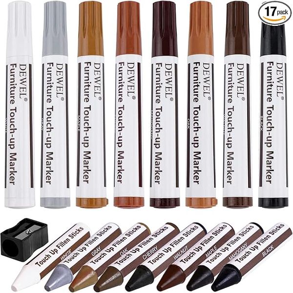Furniture Touch Up Markers Wood Furniture Repair Kit - 17 Pieces