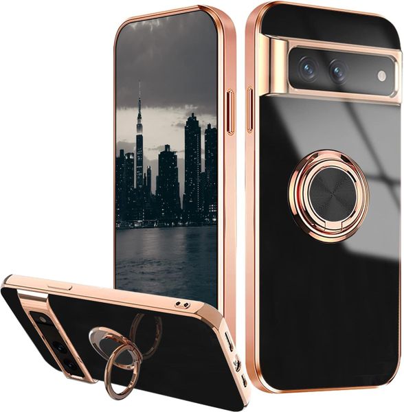 Plating TPU Ring Holder Phone Case Compatible With Samsung Galaxy S22 Ultra