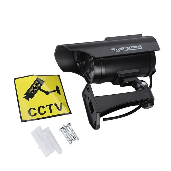 Solar - Powered Outdoor Fake CCTV Dummy Cam: LED (Black)