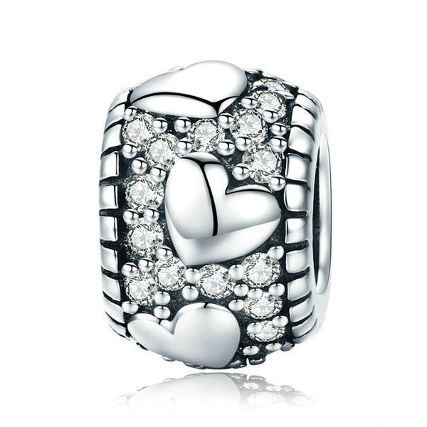 Dazzling Cubic Zirconia Hearts Charm
