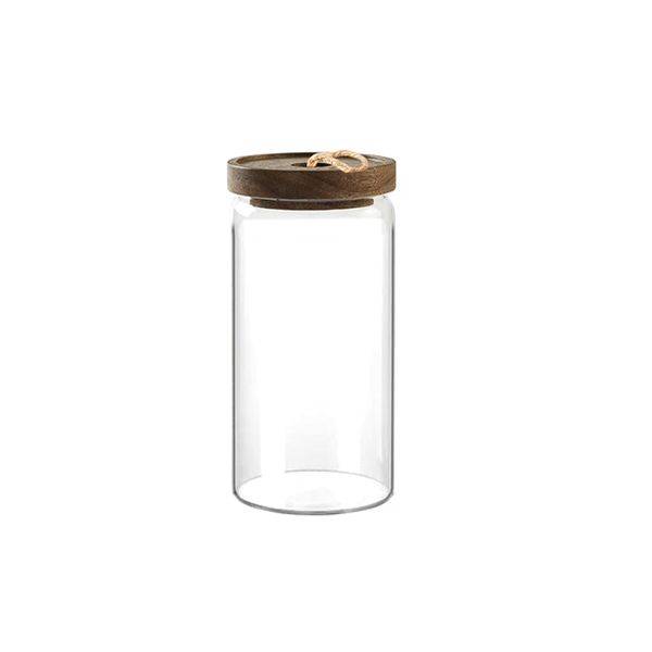 Dream Home Borosilicate Glass Airtight Jar with Bamboo Lid - 1050ml