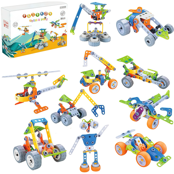 PEISKOS 10 in 1 Creative Construction Building Erector Toys Set for Kids