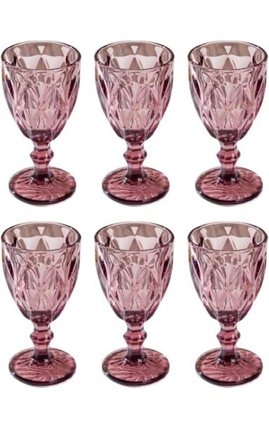 Crystal Vintage Colored Wine Glasses - Set of 6