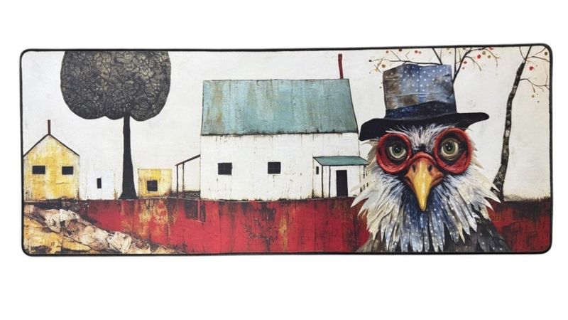 Versatile Desk/Kitchen/Bar Mat - No Sleeping Rooster with Hat