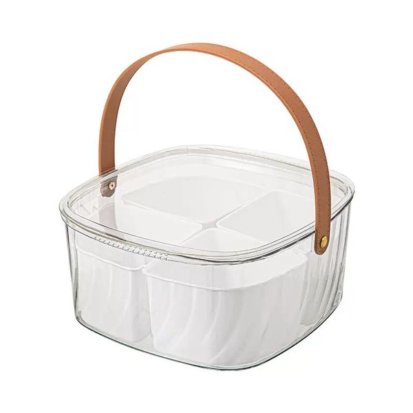 4-Grid Portable Fruit Basket with Compartments for Food Storage