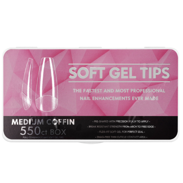 Soft Gel Tips - Full Cover Medium Coffin P - 550 Piece - Nails by ...