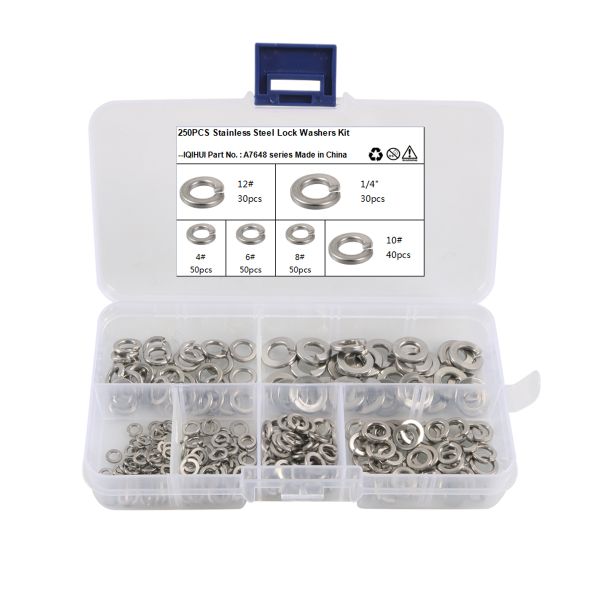 250 Piece Lock Spring Washer Set (304 Stainless Steel)