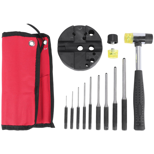 Roll Pin Punch Set,with Bench Block Punches and Hammer